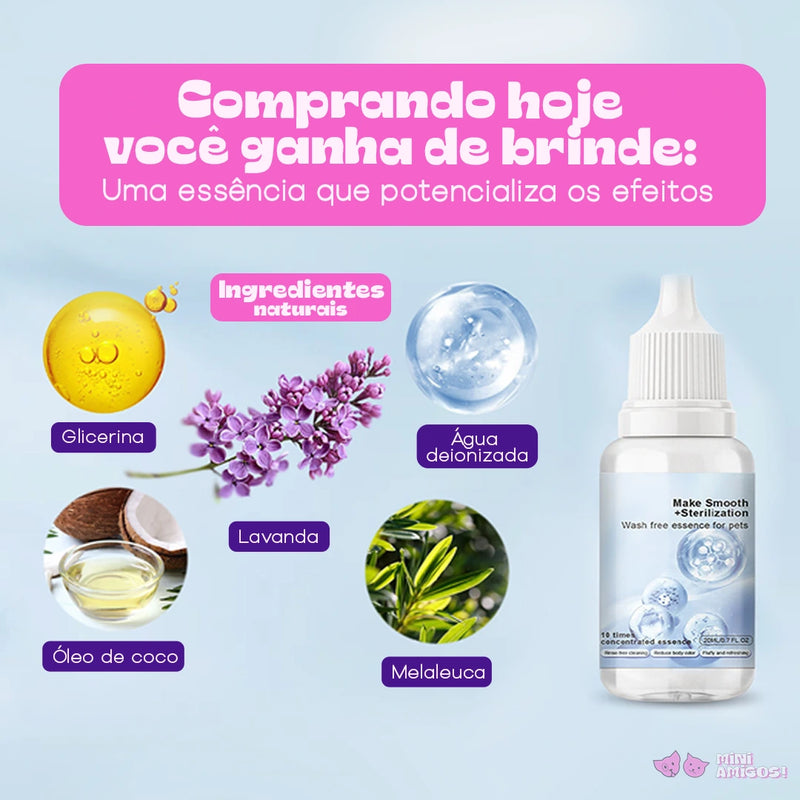 Escova Nimbus Pet para banho a seco + essência de brinde